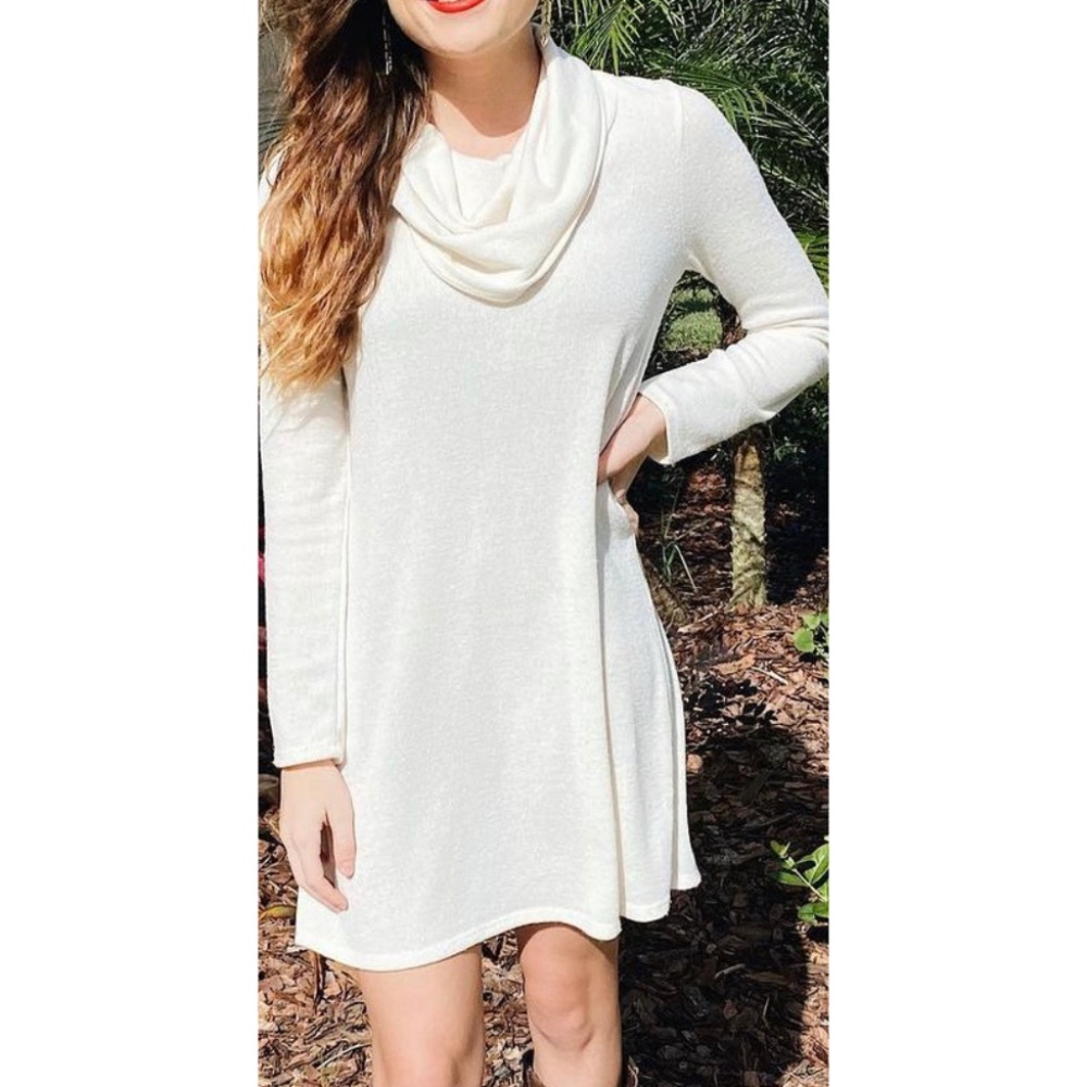 Everly (Blu Spero) Cream Turtleneck Sweater Dress